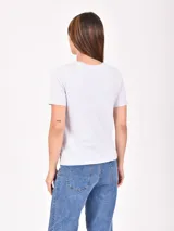 Remera color tostado de corte clásico y mangas cortas.