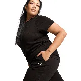 Pantalón de jogging negro con cintura elástica y logo Puma estampado en blanco en el muslo izquierdo.
