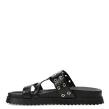 Sandalias con plataforma color negro y tiras con estampado animal print.
