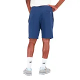 Short deportivo azul marino de algodón con logo de New Balance estampado en blanco en la pierna izquierda.