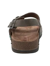 Sandalias de cuero color gris con ajuste de hebilla y suela de poliuretano.