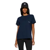 Remera azul marino de algodón con bolsillo en el pecho izquierdo y logo de la marca bordado en blanco.