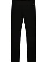 Pantalón chino negro de corte slim y pierna recta, confeccionado en sarga de algodón elástico.