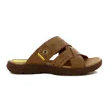 Sandalia casual para hombre marca Country, color marrón, con tiras cruzadas de cuero y suela de goma.
