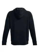 Buzo Under Armour con capucha, color celeste, con logo estampado en blanco en el pecho y bolsillo tipo canguro.
