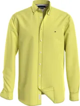 Camisa amarilla de algodón Oxford orgánico con Flex Technology, corte regular, cuello abotonado y logo bordado en el pecho.