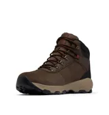 Bota de senderismo Columbia Newton Wander para hombre, color gris oscuro con detalles en negro y naranja. Fabricada en cuero impermeable con tecnología Omni-Tech y suela de caucho Omni-Grip para mayor tracción.