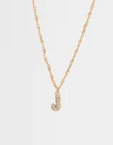 Cadena corta dorada con dije de la letra A cubierto de strass.