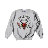 Buzo gris con estampado del logo del Hellfire Club, un club de Dungeons & Dragons de la serie Stranger Things.