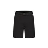 Short negro de tela liviana con cintura elástica ajustable con cinturón con hebilla.