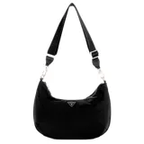 Bandolera Guess Eco Gemma color negro, con correa ancha ajustable con logo de la marca.