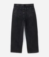 Pantalón de jeans para hombre, modelo super baggy, color negro con efecto marmoleado (acid wash). Presenta cintura con trabillas, cierre tradicional y bolsillos.