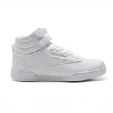 Zapatillas deportivas de caña alta color blanco, con cordones y doble tira con velcro en el tobillo.