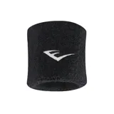 Muñequera deportiva Everlast negra con logo bordado en blanco.
