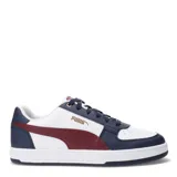 Championes Puma Caven 2.0 blancos con detalles en negro y dorado, con cordones y logo de la marca en el lateral.