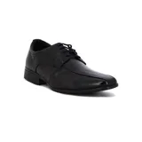 Zapato de hombre negro con cordones, diseño clásico y suela resistente.