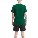Remera verde de algodón con logo de Reebok bordado en blanco en el pecho. Corte clásico y mangas cortas.