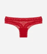 Bombacha bikini hilo de encaje floral color verde agua.
