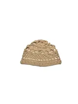 Gorro tipo casquette color beige, tejido a crochet con hilo de algodón.