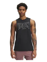 Musculosa deportiva negra con estampado frontal de la marca Project Rock en color blanco.
