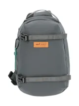Bandolera RKF gris de poliéster reciclado repelente al agua, con múltiples bolsillos y compartimentos, forro interior 100% poliéster reciclado, correa removible y ajustable y llavero mosquetón.