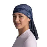 Cuello multifuncional Buff Coolnet Uv® Nexs con estampado geométrico en tonos grises, azules y blancos.
