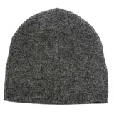 Gorro beanie unisex Merrell de punto jaspeado en tonos grises, con etiqueta de la marca en el lateral.
