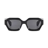 Gafas de sol unisex negras con lentes grises y montura geométrica de plástico reciclado.