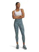 Calza deportiva Under Armour de tiro alto, corte capri y estampado abstracto en tonos de verde y gris.