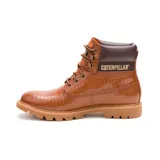 Botín acordonado Caterpillar Colorado para mujer, color marrón con textura símil cocodrilo y logo de la marca en el lateral.