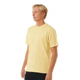 Remera amarilla de algodón con cuello redondo y mangas cortas. Marca Rip Curl, modelo Plain Wash.