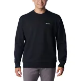 Buzo negro de felpa francesa suave, con cuello redondo y logo de la marca en el pecho.
