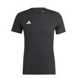 Remera deportiva negra de Adidas, modelo Adizero Essentials, con logo blanco en el pecho.