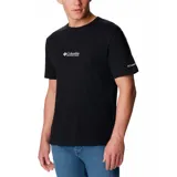 Remera negra de algodón con logo de Columbia en el pecho.