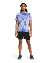 Short de running Under Armour Launch 5 2N1, color negro con logo blanco.