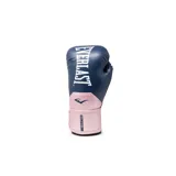 Guantes de boxeo Everlast Elite Pro Style, color azul marino con detalles en rosa y logo de Everlast en blanco.