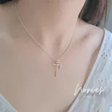 Collar de plata 925 con dije en forma de cruz con la palabra 'Paz', de 45 cm de longitud.