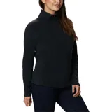 Buzo polar blanco de mujer, con cuello alto y cierre de media cremallera.