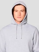 Buzo con capucha de peso medio, color gris claro, confeccionado en mezcla de algodón. Presenta un bolsillo canguro frontal y el logotipo de Mountain Hardwear bordado en el centro del pecho.