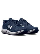 Championes de running Under Armour Charged Assert 10, color azul marino con logo blanco.