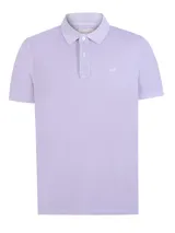 Remera tipo polo RKF Piquepro confeccionada en Portugal, de algodón orgánico color lila, con cuello clásico y tapeta de dos botones.