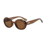 Lentes de sol unisex, color verde oliva, con forma ovalada y filtro UV400.