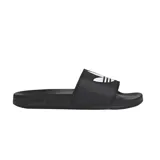 Ojotas Adidas Adilette Lite negras con logo blanco.