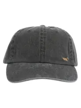 Gorro unisex de algodón color celeste con visera curva y logo de pato bordado en azul marino en el frente.