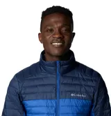 Campera puffer Columbia Silver Falls II para hombre, con relleno Thermarator™ de poliéster reciclado. Diseño con paneles acolchados horizontales, cierre frontal completo, cuello alto y bolsillos laterales con cierre. Logo de la marca bordado en el pecho.