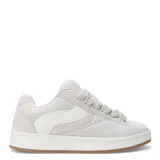 Zapatillas deportivas negras con detalles en blanco, suela blanca y base marrón.