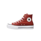 Zapatillas Converse Chuck Taylor All Star Lift de caña alta color bordó con plataforma blanca y cordones blancos.