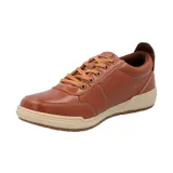 Championes urbanos Hush Puppies modelo Draper, color azul marino, confeccionados en cuero, con cordones grises, plantilla Smart Foam® y suela de goma color beige.
