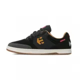 Zapatillas Etnies Marana X Independent negras con detalles en dorado y suela blanca.