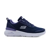 Championes deportivos Skechers Skech-Air Dynamight 2.0, color azul marino con detalles en lila y blanco. Capellada de malla con superposiciones sintéticas, plantilla Memory Foam, entresuela Skech-Air y suela de goma flexible.